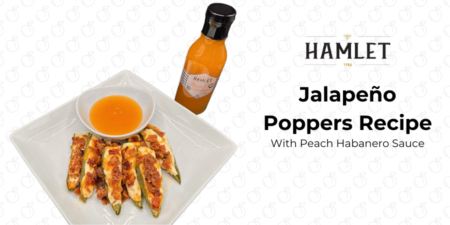 Peach habanero sauce with jalapeno poppers